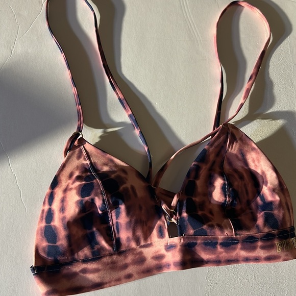 Victoria's Secret PINK Bonded Triangle Bralette Bra in Pink & Navy‎ Tie Dye Sz L - Picture 4 of 9
